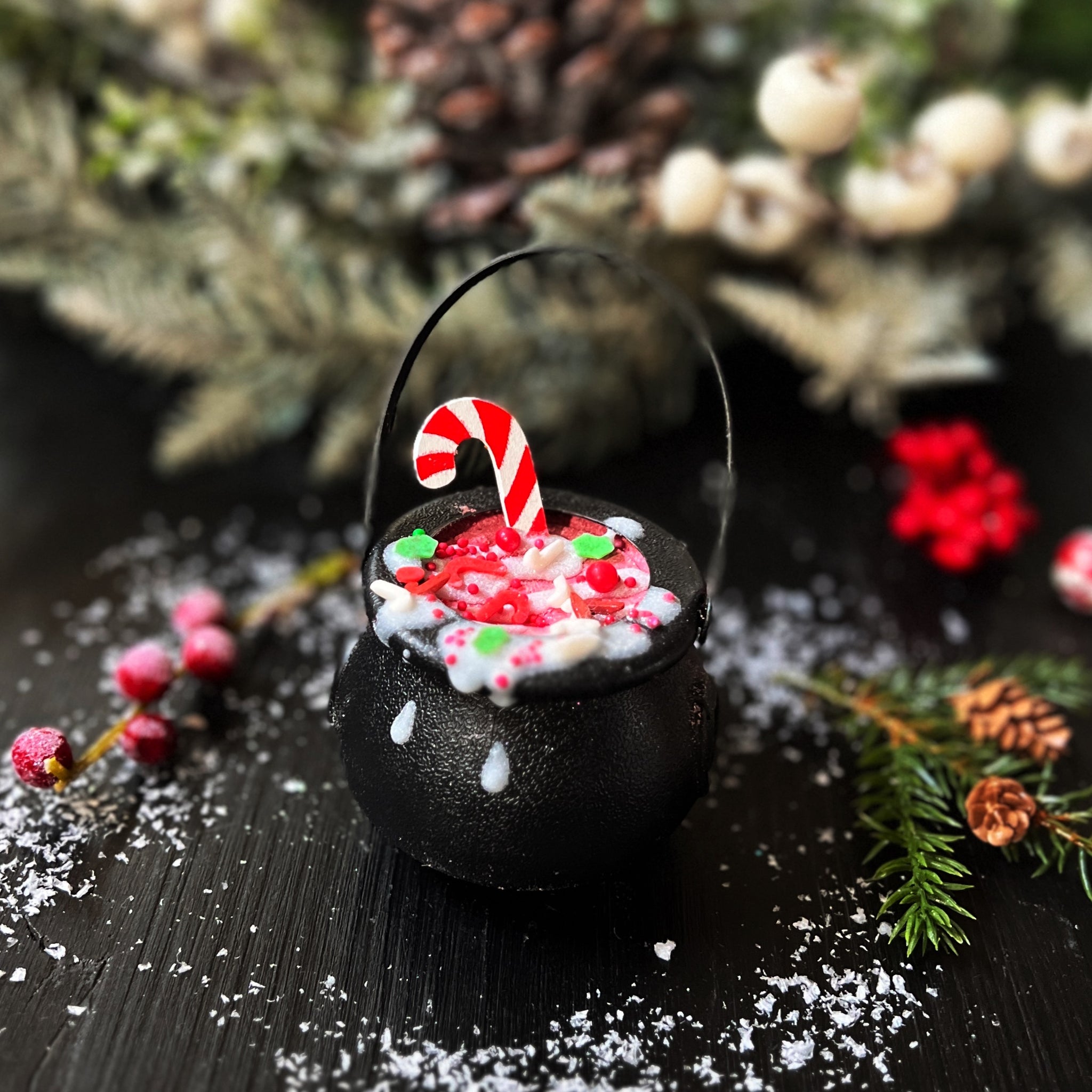 Candy Cane Cauldron Bomb